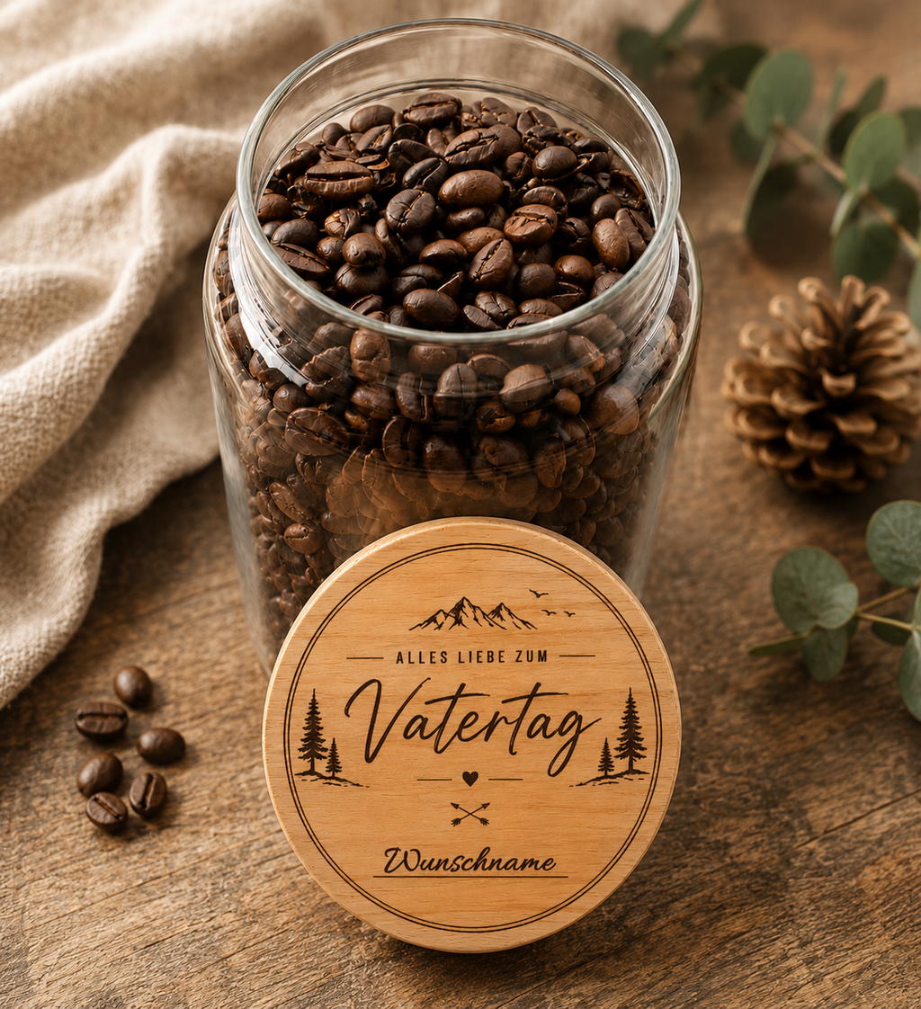 Alles Liebe zum Vatertag | Wald | Lieblings-Vorratsglas mit Holzdeckel und deiner Wunschgravur