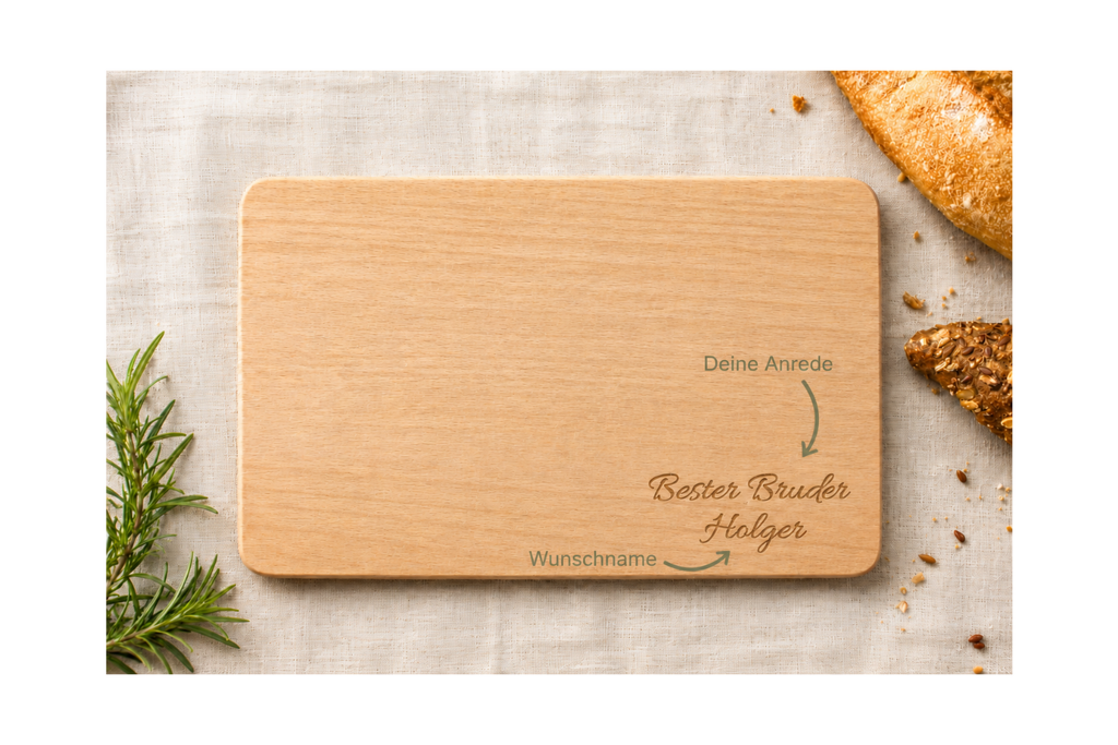 Beste/r Bruder/Schwester/Oma/Opa,...| Lieblings-Frühstücksbrettchen aus Buche mit deiner Wunschgravur