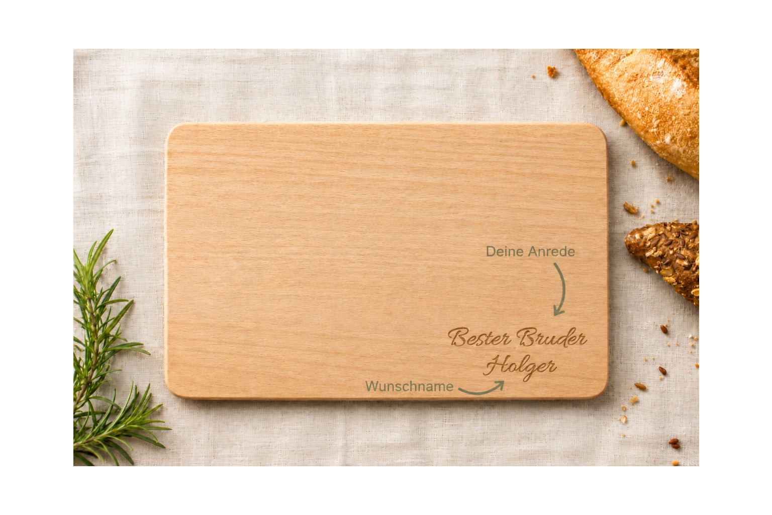 Beste/r Bruder/Schwester/Oma/Opa,...| Lieblings-Frühstücksbrettchen aus Buche mit deiner Wunschgravur