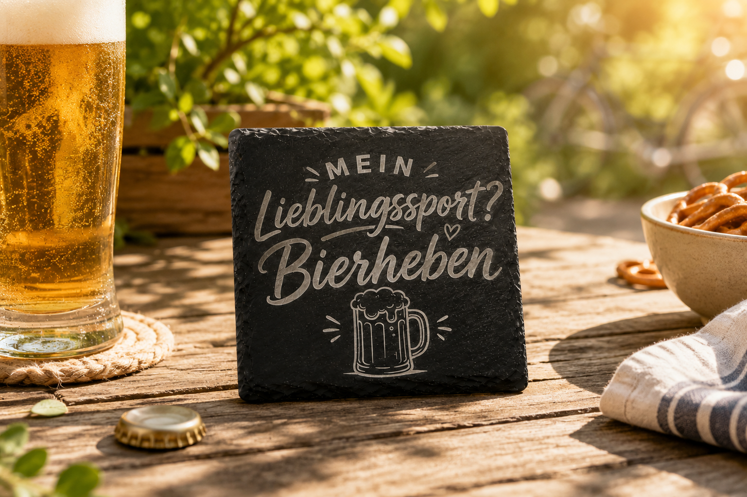 Mein Lieblingssport? Bierheben | Bierliebe| Lieblings-Untersetzer aus Schiefer