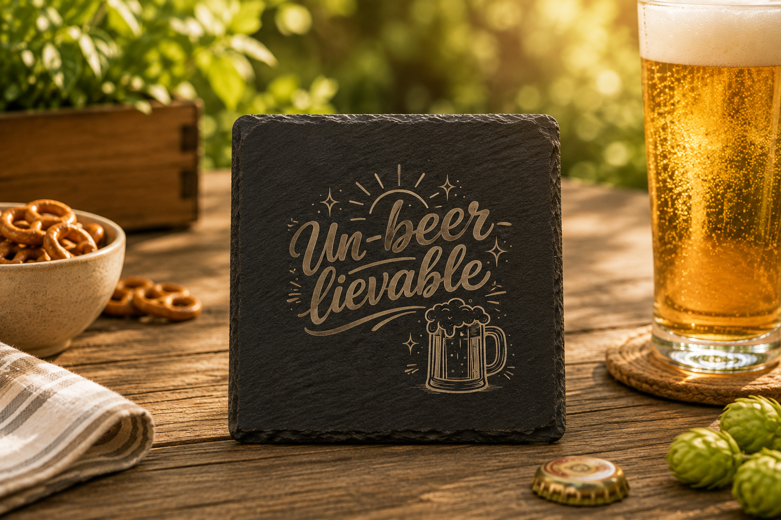 Un-beer-lievable | Bierliebe| Lieblings-Untersetzer aus Schiefer