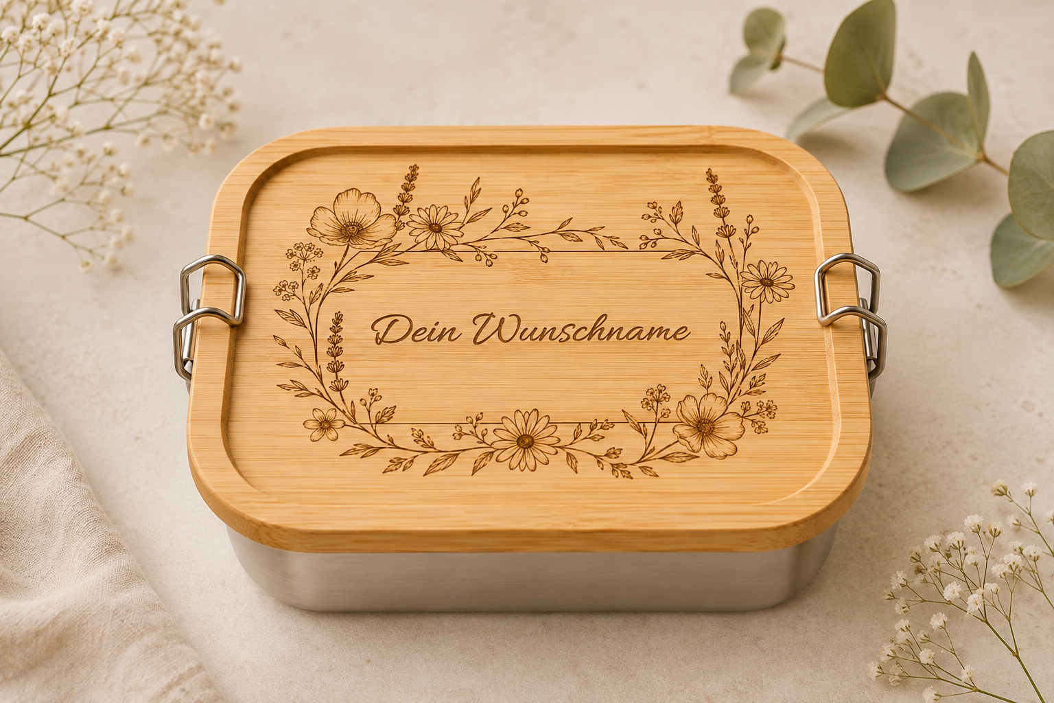 Blumenwiese | Lieblings-Lunchbox aus Edelstahl & Bambus