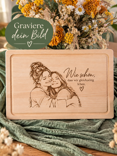 Dein Bild auf Holz | Personalisiertes Schneidebrett mit eigener Fotogravur