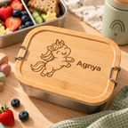 Einhorn| Lieblings-Lunchbox für Kinder aus Edelstahl & Bambus