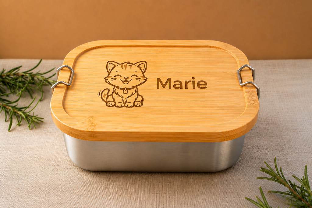 Katze | Lieblings-Lunchbox aus Edelstahl & Bambus