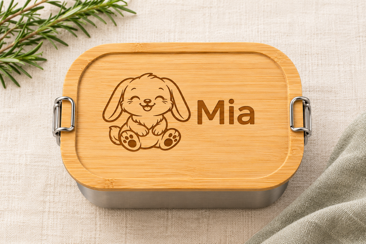 Hase | Lieblings-Lunchbox aus Edelstahl & Bambus