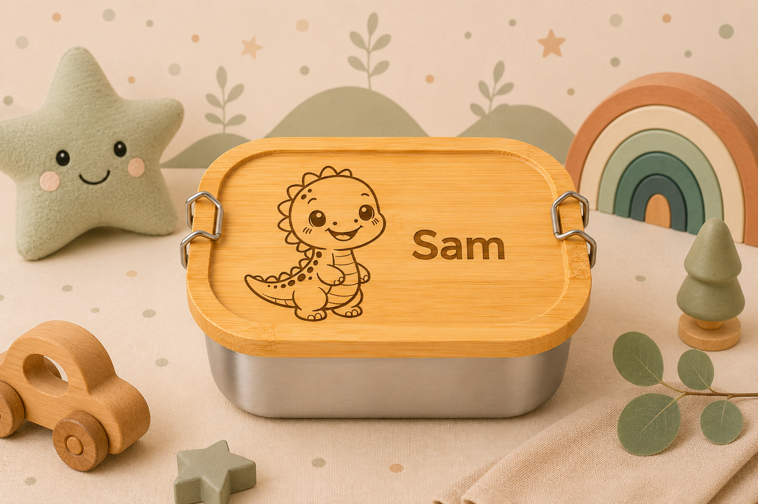 Dino | Lieblings-Lunchbox aus Edelstahl & Bambus