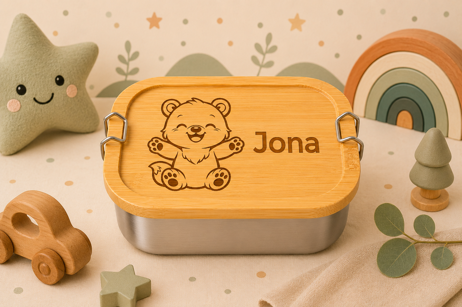 Bär | Lieblings-Lunchbox aus Edelstahl & Bambus
