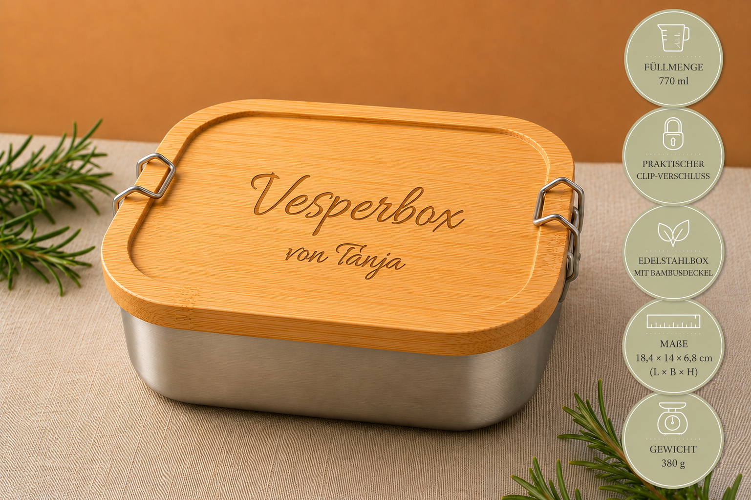 Vesperbox von... | Lieblings-Lunchbox aus Edelstahl & Bambus