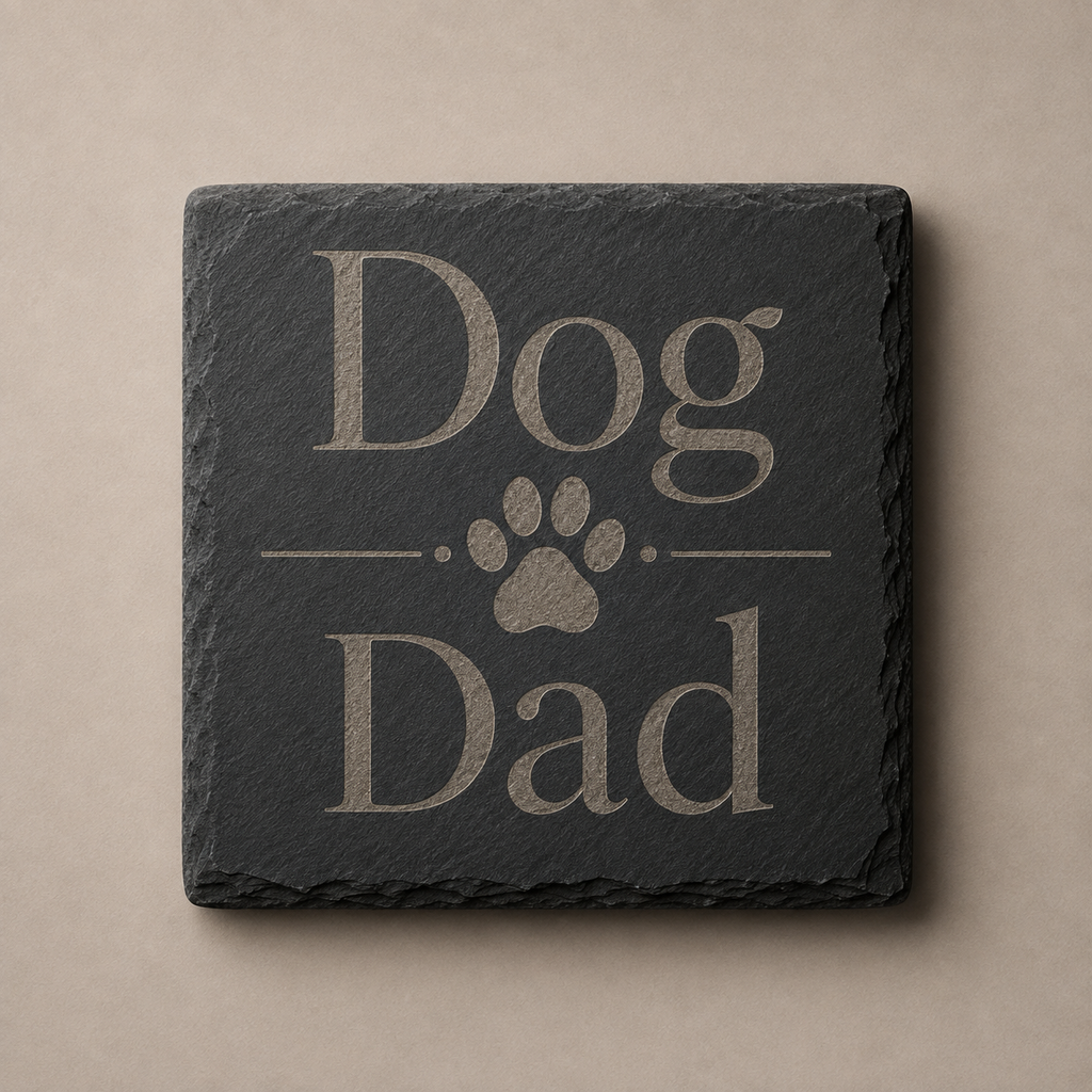 Dog Dad | Hundeliebe | Lieblings-Untersetzer aus Schiefer