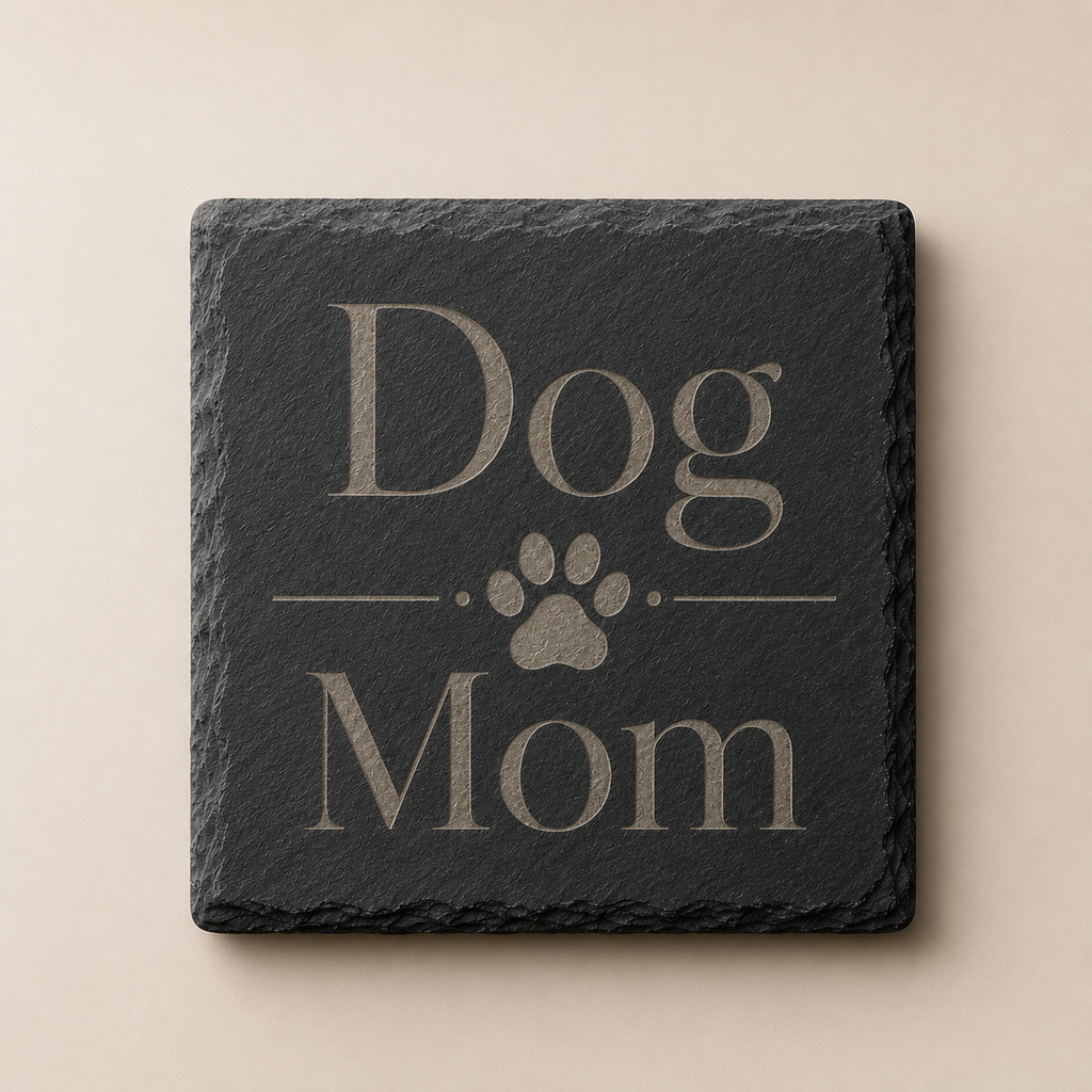 Dog Mom | Hundeliebe | Lieblings-Untersetzer aus Schiefer