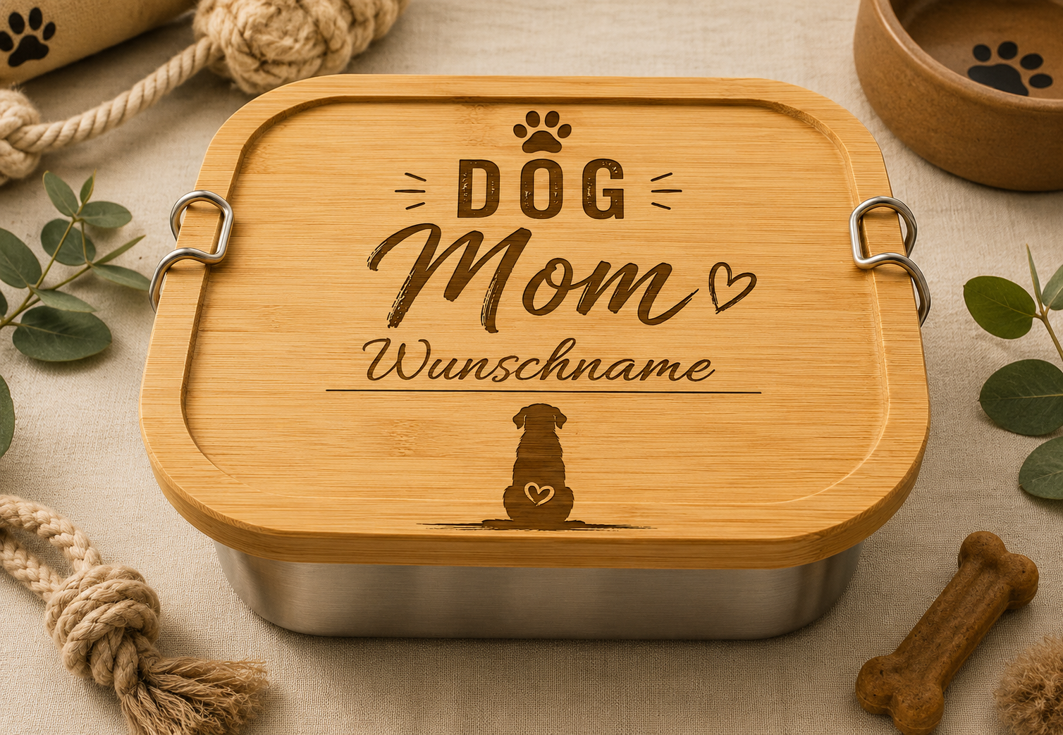 Dog Mom | Lieblings-Lunchbox aus Edelstahl & Bambus