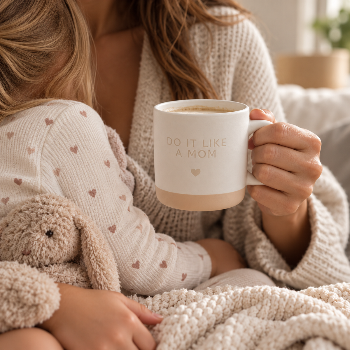 Personalisierte Keramiktasse „Do it like a Mom“ – 340ml, Weiß/Beige - Das perfekte Geschenk für alle Mamas