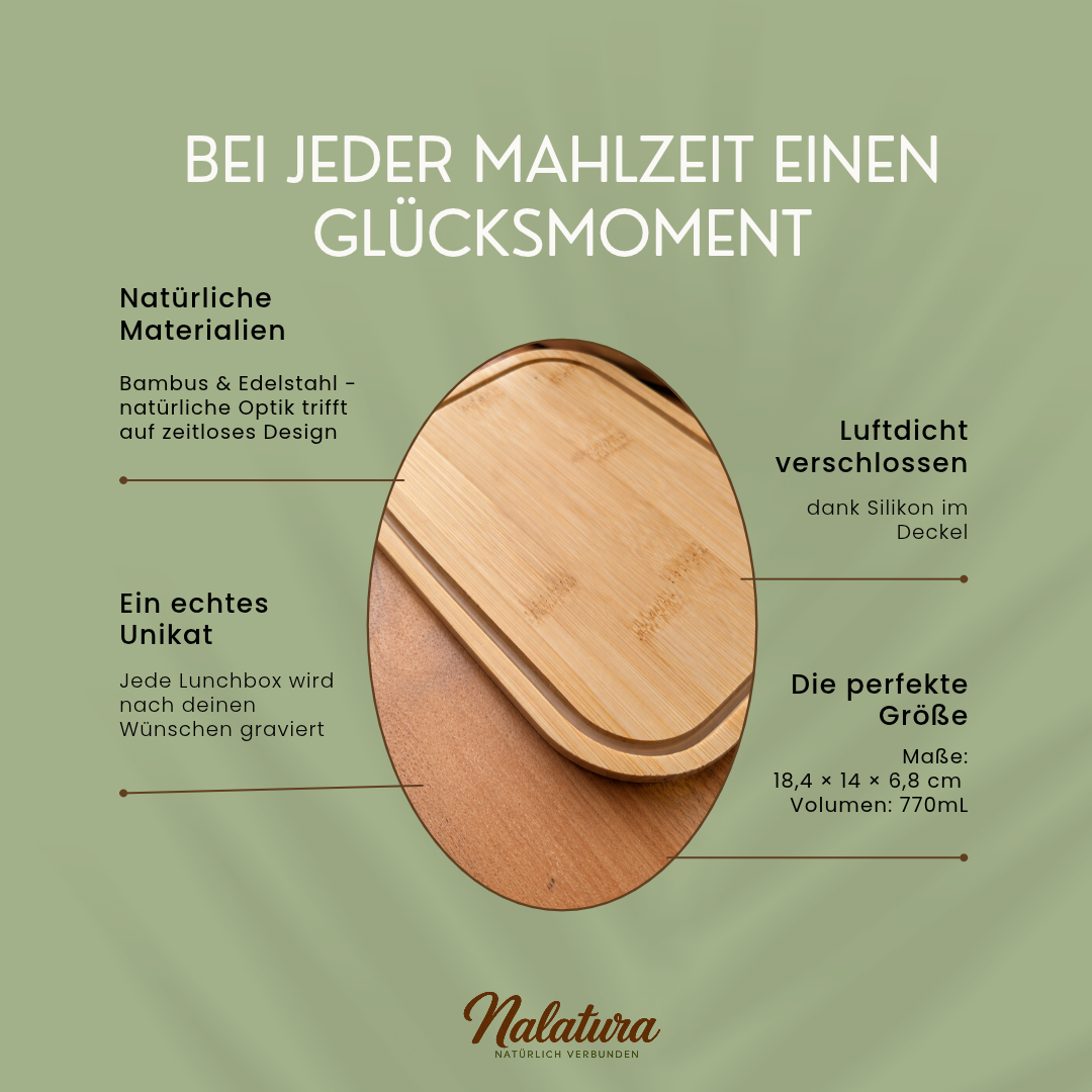 Lunchbox Dackel - wie schön, dass wir gemeinsam leben | aus Bambus und Edelstahl mit verstellbarer Trennwand