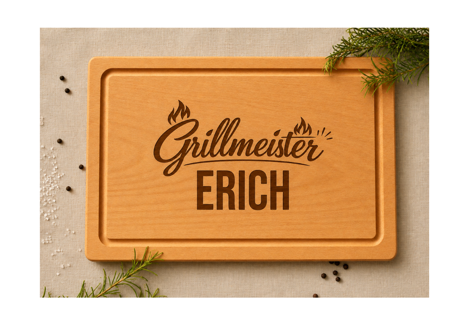 Grillmeister | Lieblings-Schneidebrett aus Buche mit deiner Wunschgravur