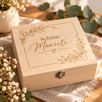 Aufbewahrungsbox 'Schöne Momente' aus Paulowina-Holz | Geschenkbox 20x20x9,5 cm