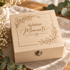 Aufbewahrungsbox 'Schöne Momente' aus Paulowina-Holz | Geschenkbox 20x20x9,5 cm