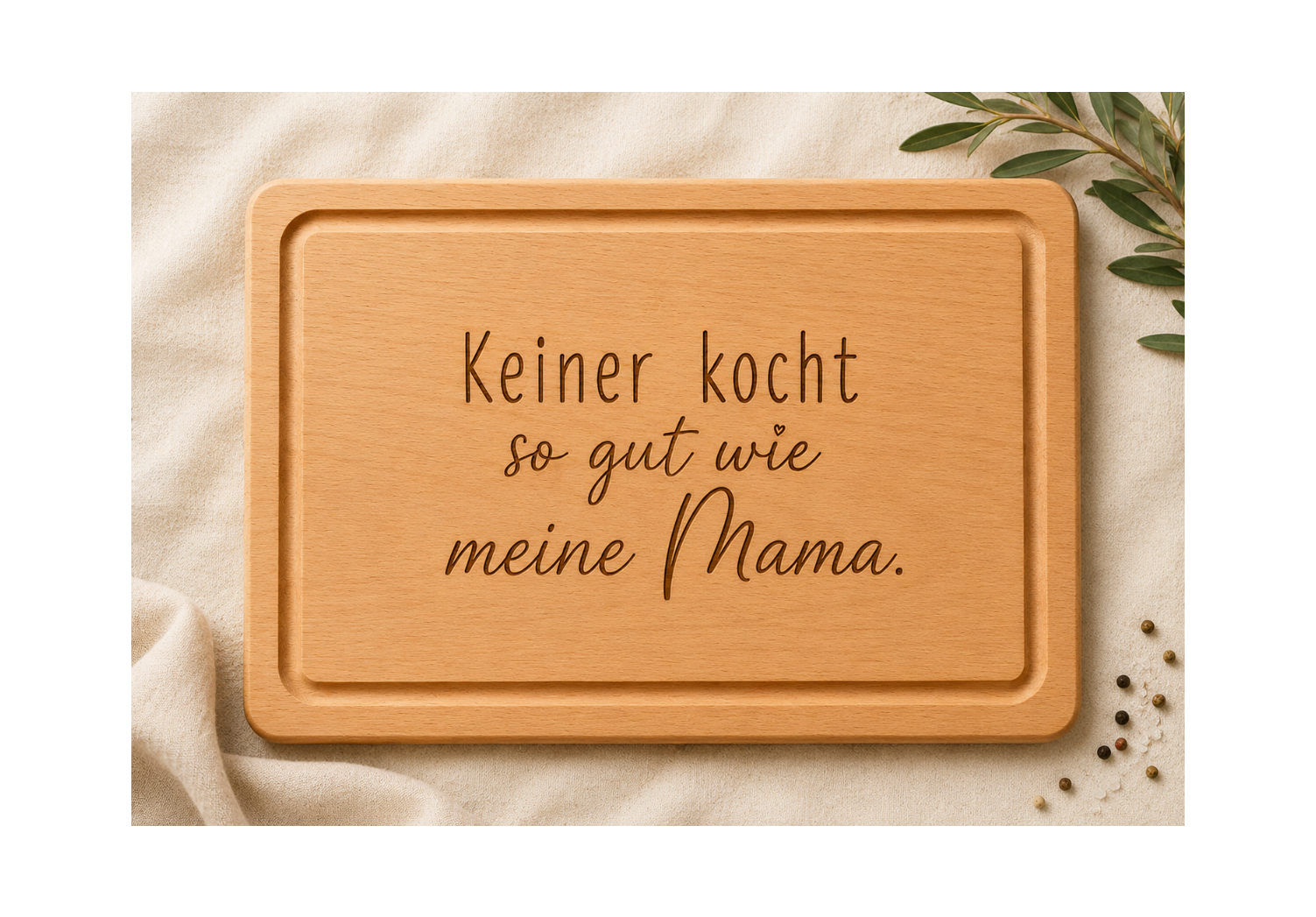 Keiner kocht so gut wie meine Mama | Muttertag | Lieblings-Schneidebrett aus Buche mit deiner Wunschgravur