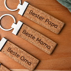 Schlüsselanhänger für Mama, Papa, Opa, Oma, Schwester, Bruder,.. aus Kork und Edelstahl