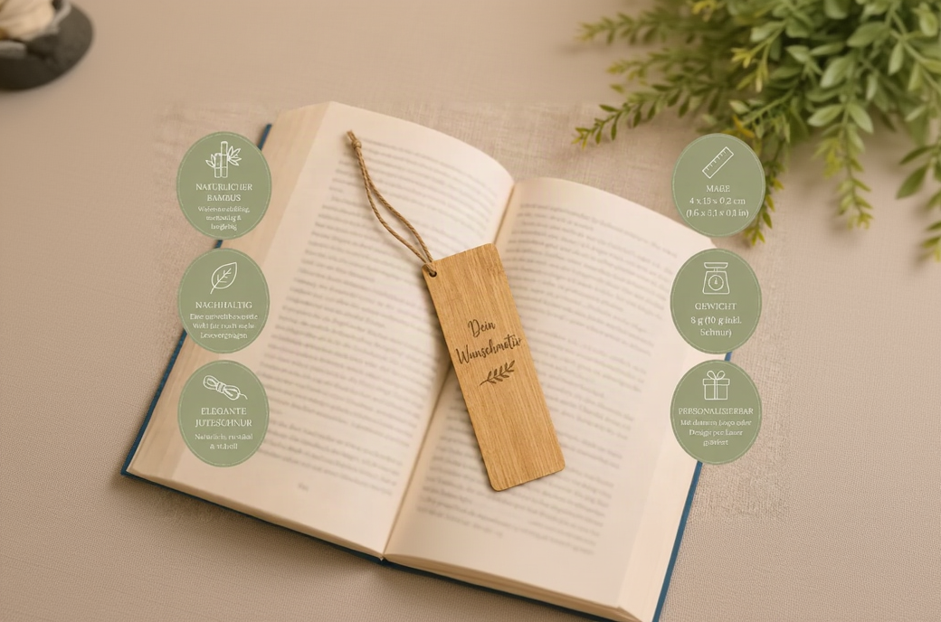 Graviertes Bambus-Lesezeichen für Bookies | 6 Designs für Buchliebhaber & Leseratten