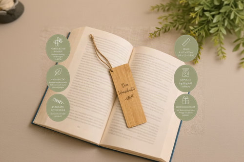 Graviertes Bambus-Lesezeichen für Bookies | 6 Designs für Buchliebhaber & Leseratten