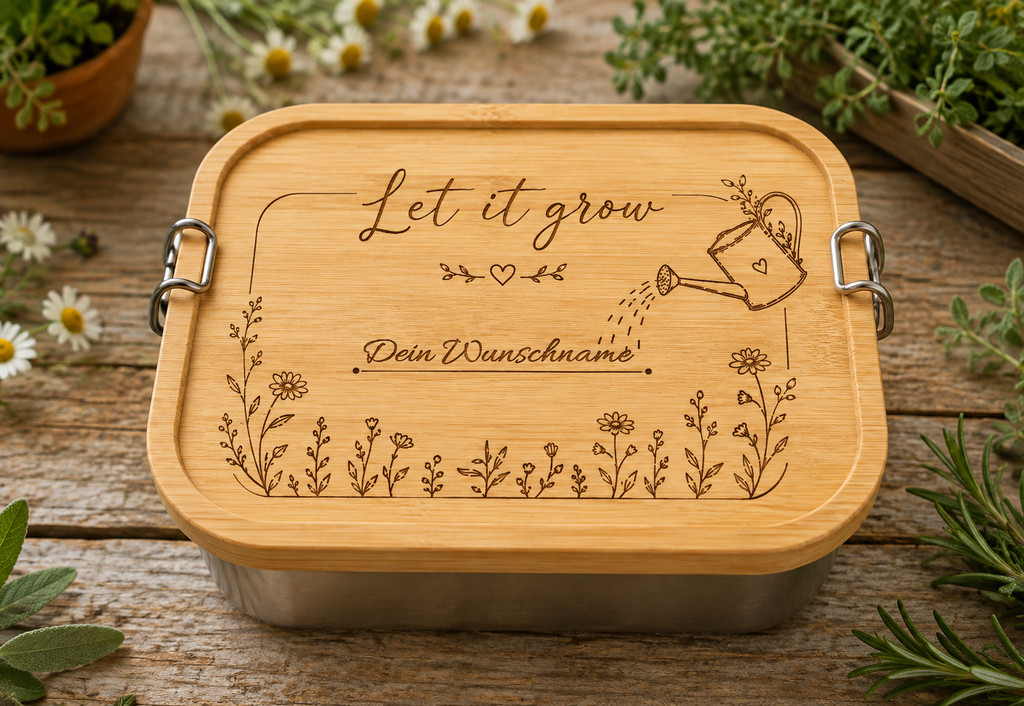 Let it grow | Gartenliebe |Lieblings-Lunchbox aus Edelstahl & Bambus