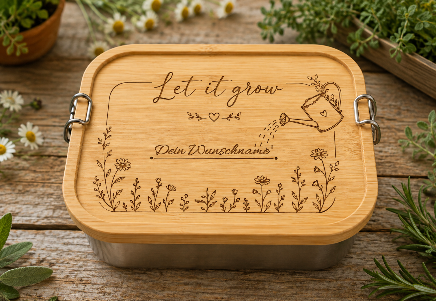 Let it grow | Gartenliebe |Lieblings-Lunchbox aus Edelstahl & Bambus