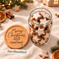 Geschenkglas 'Merry Christmas' mit Wunschtext | Lieblings-Vorratsglas mit Holzdeckel
