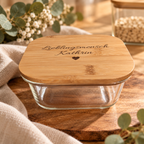 Personalisierte Vorrats- & Meal-Prep-Box aus Glas mit Bambusdeckel | Auslaufsicher