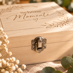 Aufbewahrungsbox 'Schöne Momente' aus Paulowina-Holz | Geschenkbox 20x20x9,5 cm