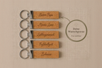 Key chain with custom engraving made of cork and stainless steel