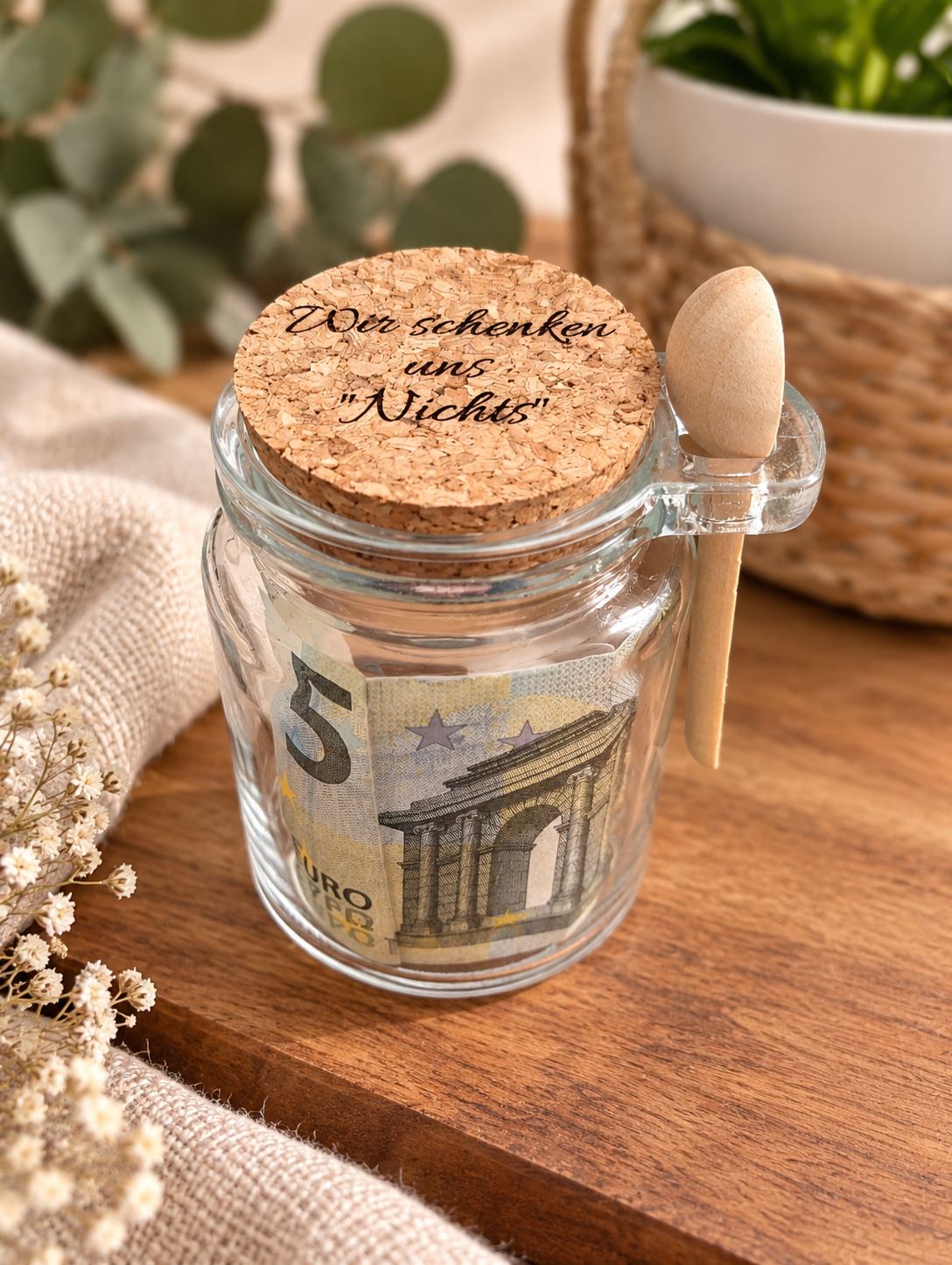 Wir schenken uns "Nichts"-Geschenkglas | Als Mitbringsel und zu Weihnachten oder Geburtstagen