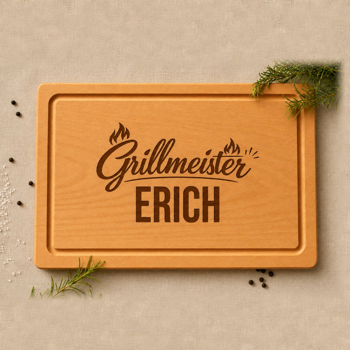 Grill Master with Custom Name | Favorite Beechwood Cutting Board