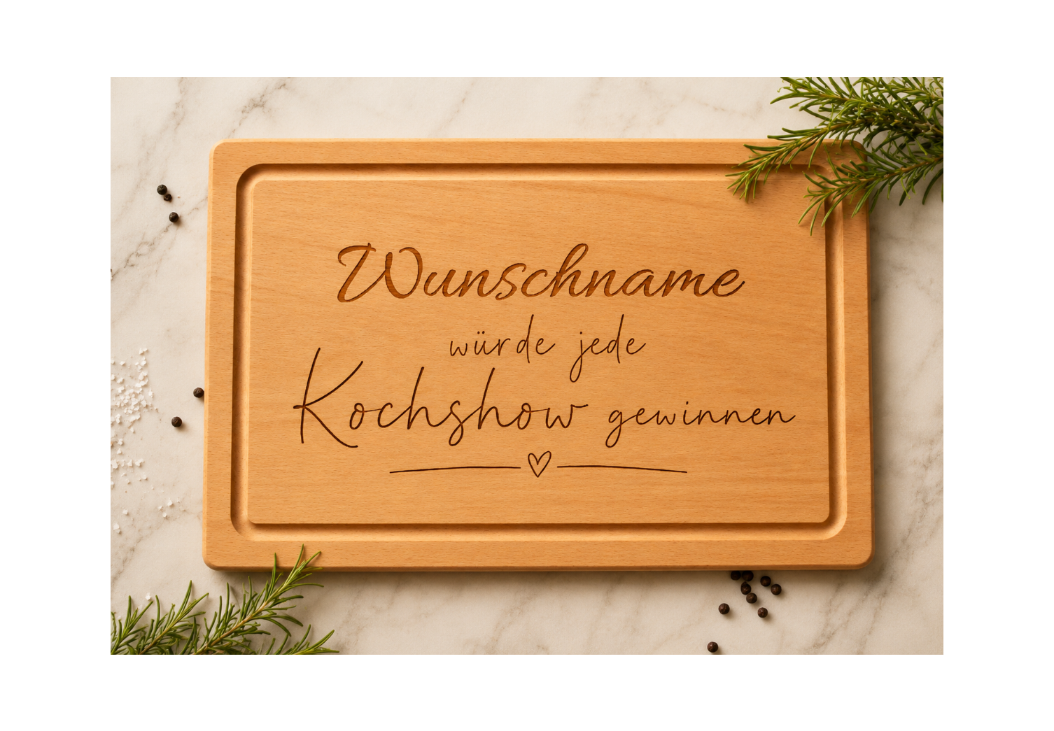 ... würde jede Kochshow gewinnen | Lieblings-Schneidebrett aus Buche mit deiner Wunschgravur