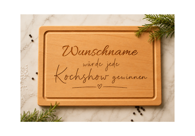 ... würde jede Kochshow gewinnen | Lieblings-Schneidebrett aus Buche mit deiner Wunschgravur